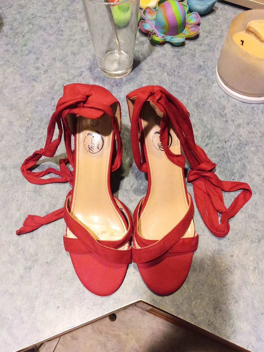 pink Lace-Up Women's Opened Toe Heels